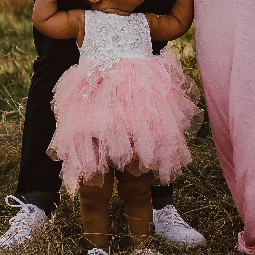 Pink and white tulle dress toddler
